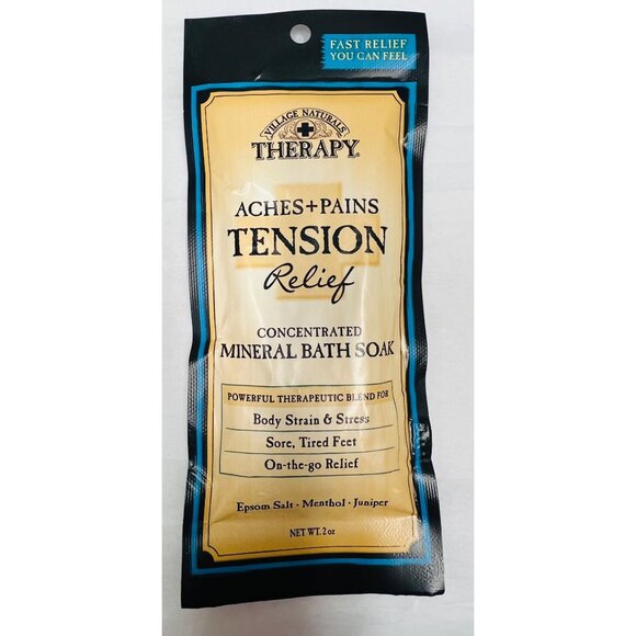 Village Naturals Therapy Aches & Pains Tension Relief Mineral Bath Soak Juniper - Picture 1 of 2